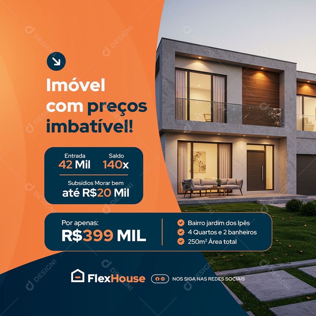 Imobiliária Imóvel com Preços Imbatível Social Media PSD Editável