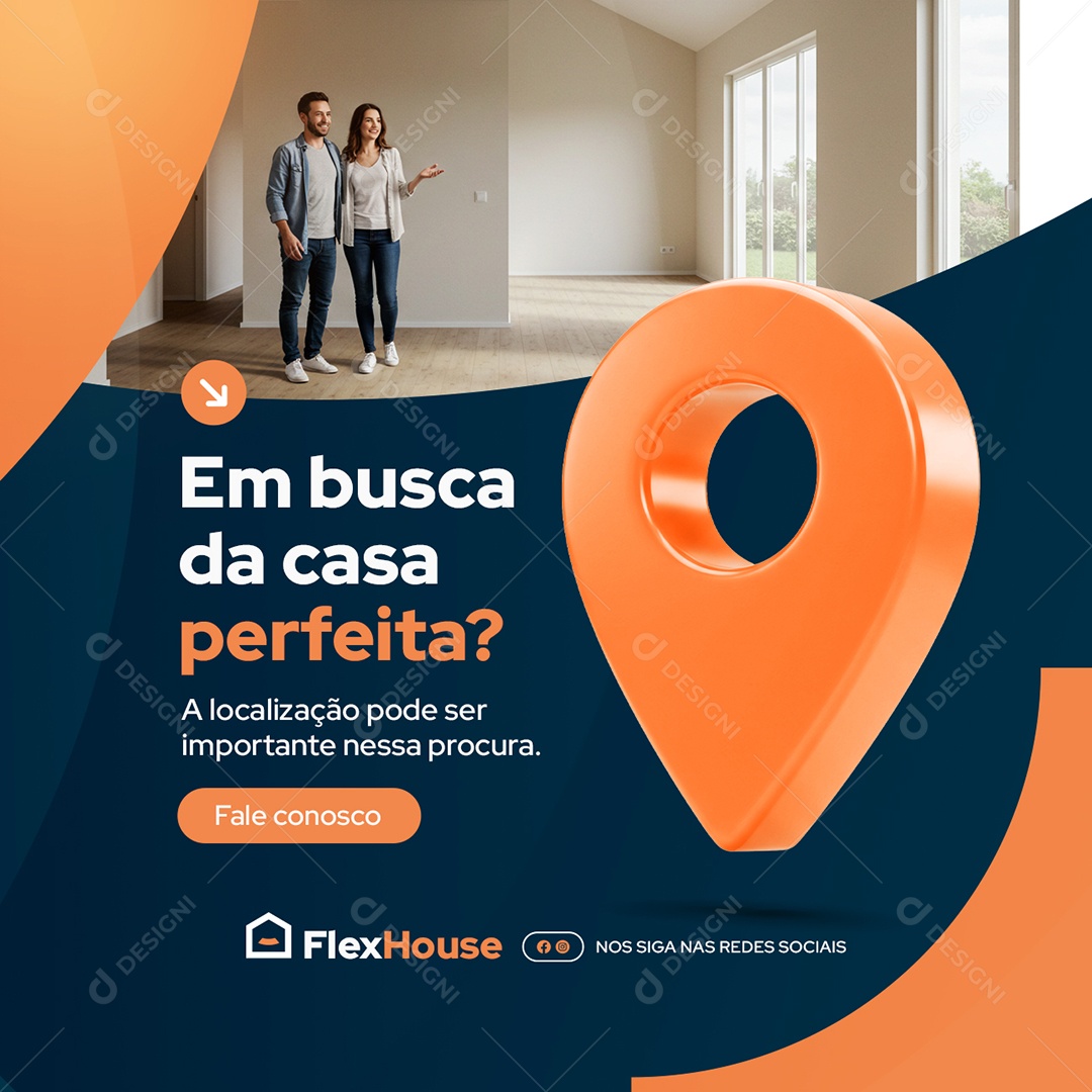 Imobiliária Em Busca da Casa Perfeita Social Media PSD Editável