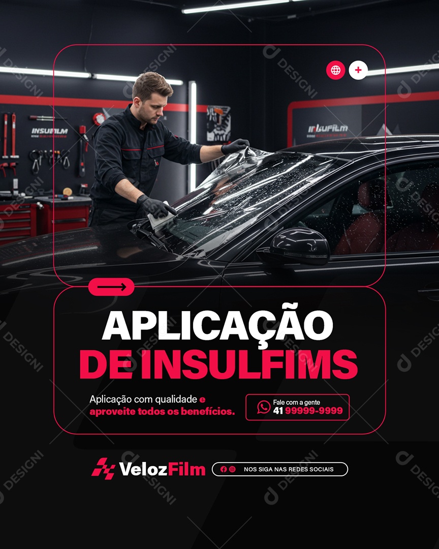 Empresa de Película Aplicação de Insulfims Social Media PSD Editável