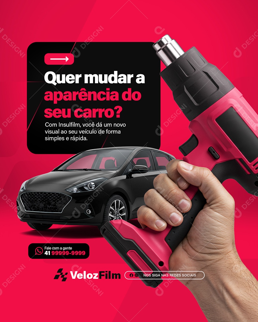 Empresa de Película Quer Mudar a Aparência do Seu Carro Social Media PSD Editável