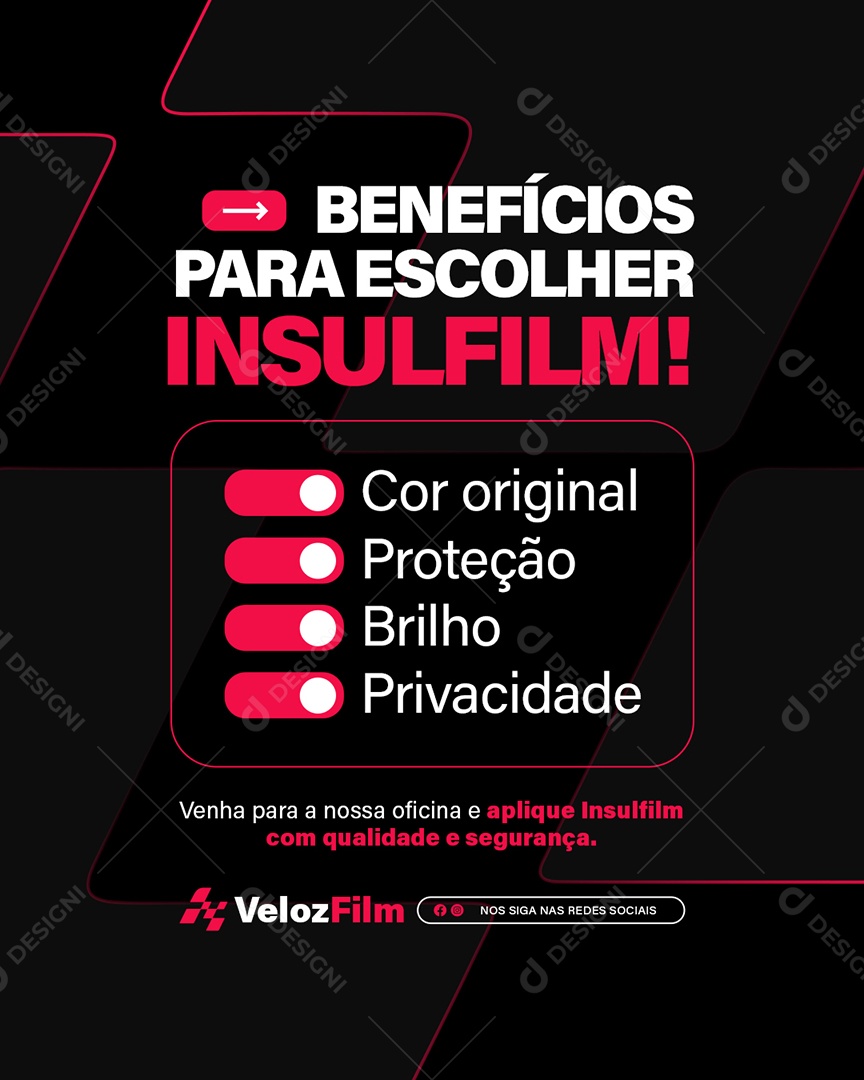 Empresa de Película Benefícis para Escolher Insufilm Social Media PSD Editável