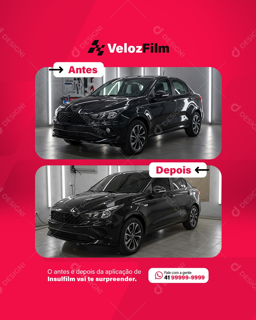 Empresa de Película Carro Antes Depois Social Media PSD Editável