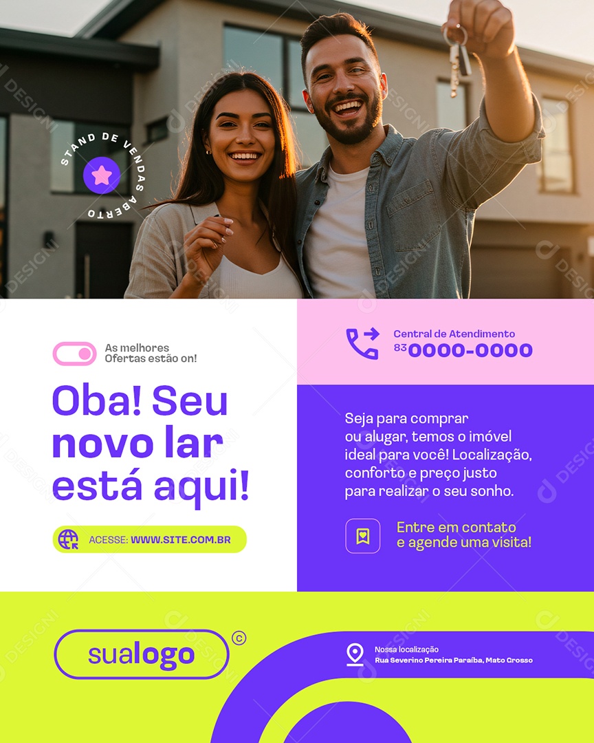 Imobiliária Oba Seu Novo Lar Está Aqui Social Media PSD Editável