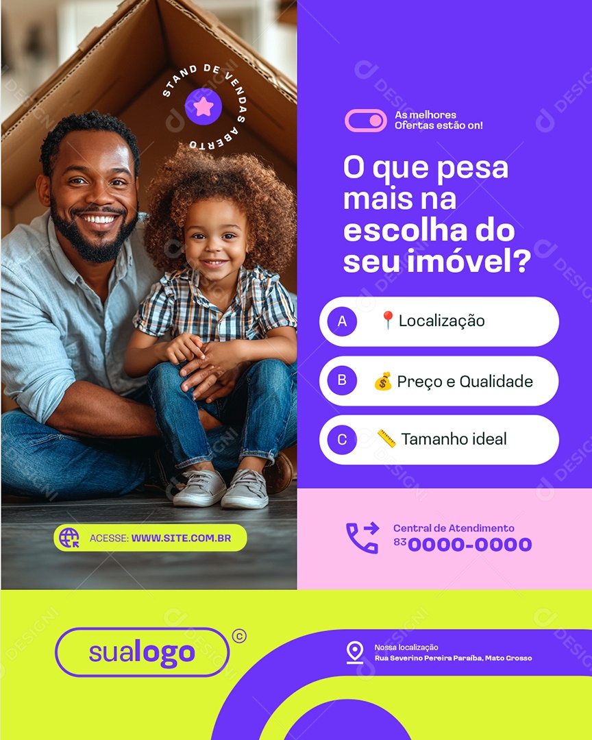Imobiliária O Que Pesa Mais na Escolha do Seu Imóvel Social Media PSD Editável