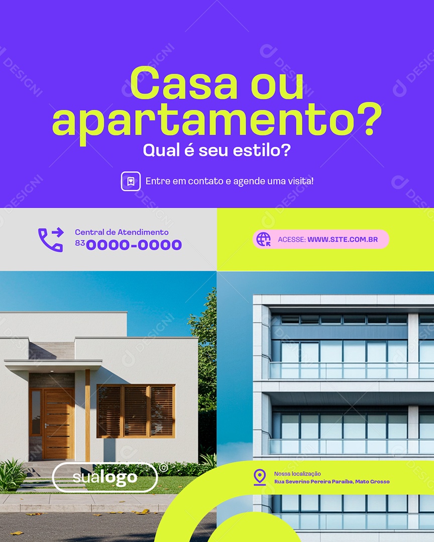 Imobiliária Casa ou Apartamento Social Media PSD Editável