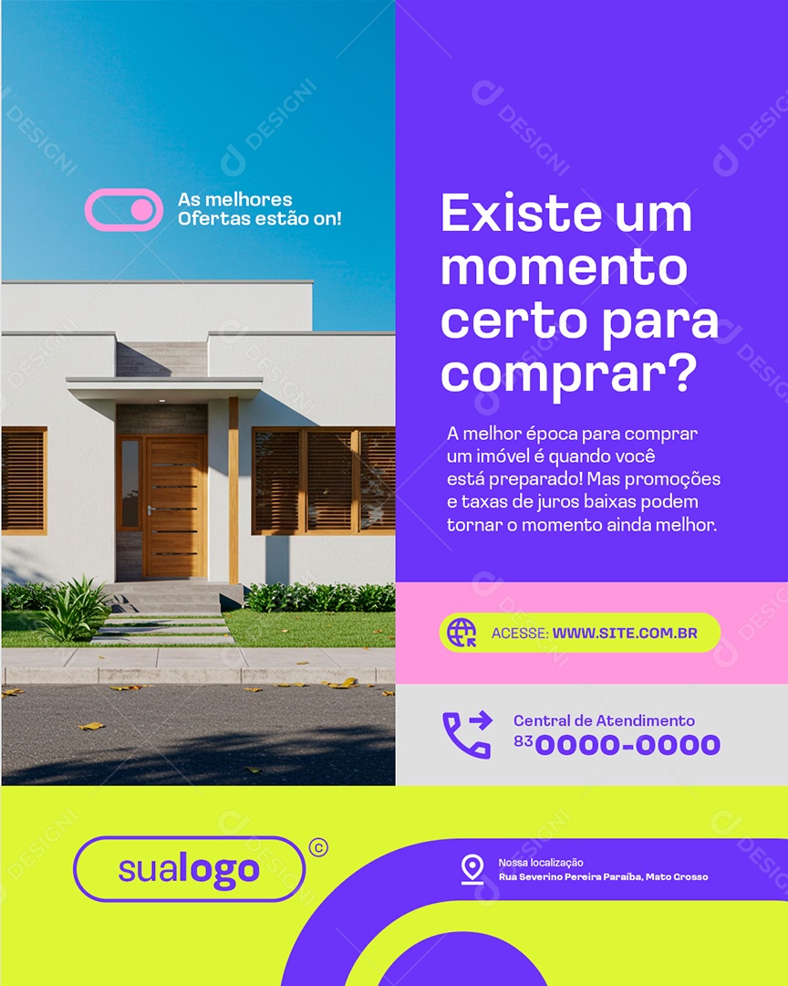 Imobiliária Existe Um Momento Certo para Comprar Social Media PSD Editável