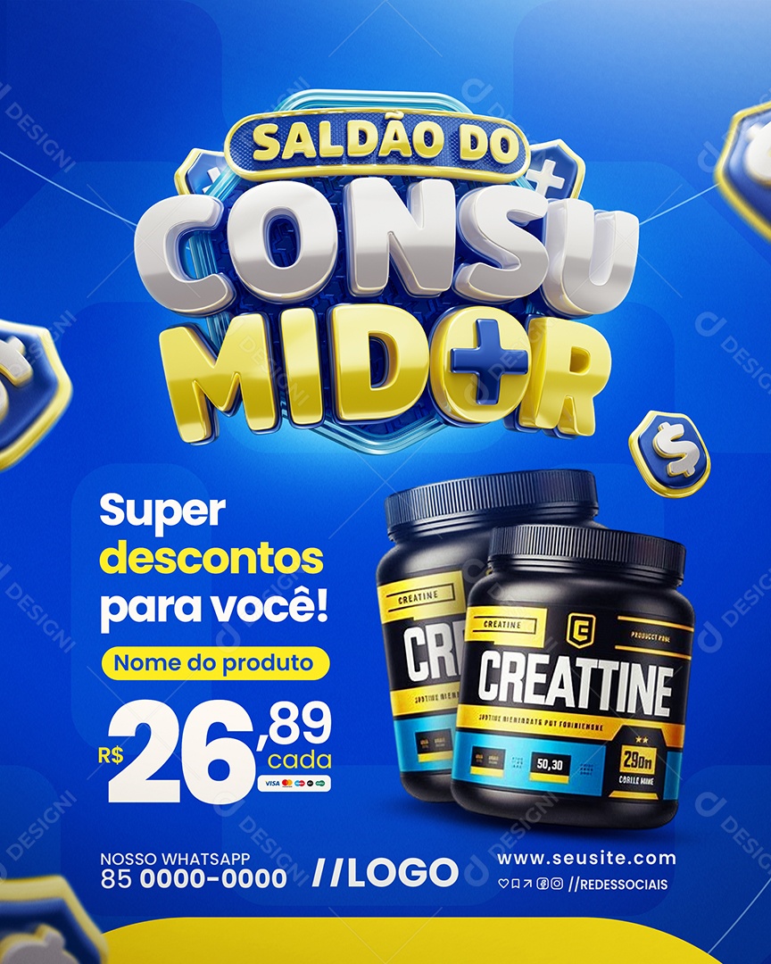 Saldão Do Consumidor Farmácia Super Descontos Social Media PSD Editável