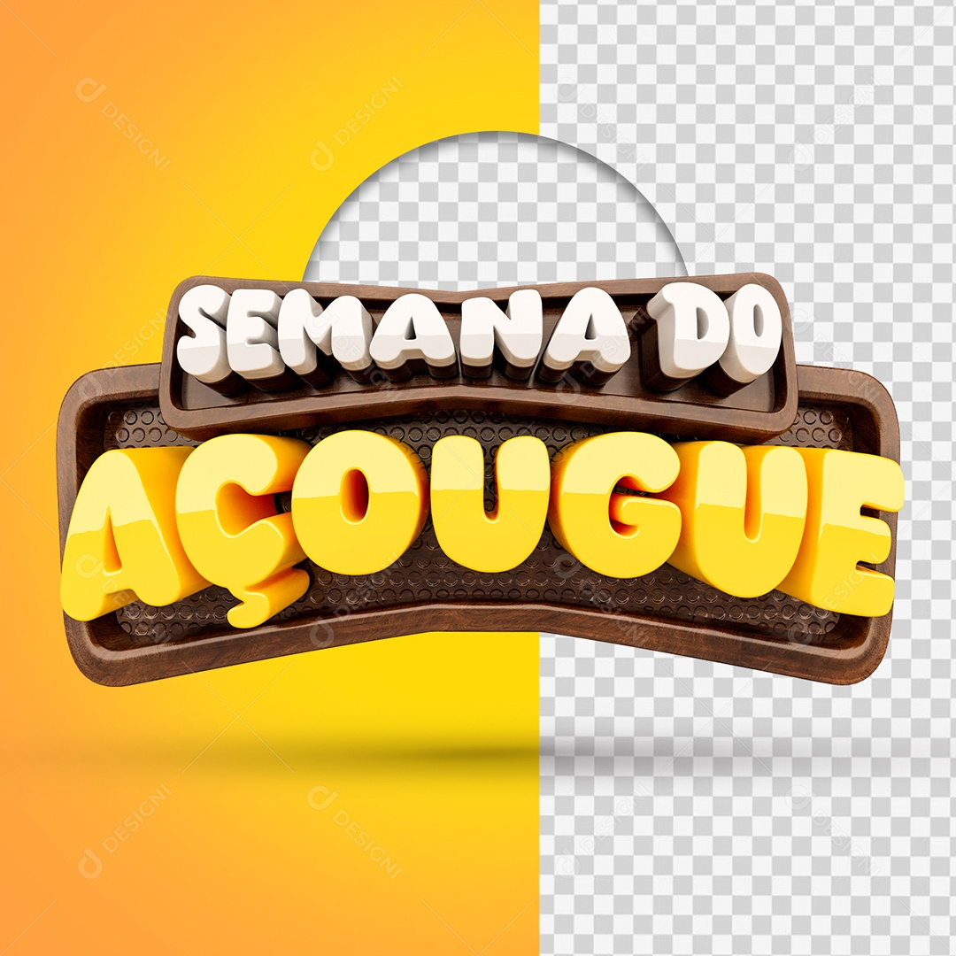 Semana do Açougue Selo 3D para Composição PSD