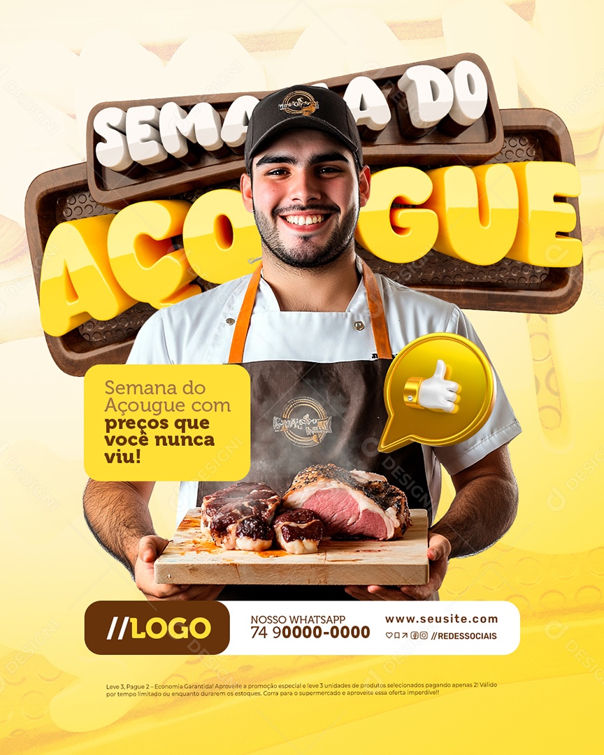 Semana do Açougue com Preços Que Você Nunca Viu Social Media PSD Editável