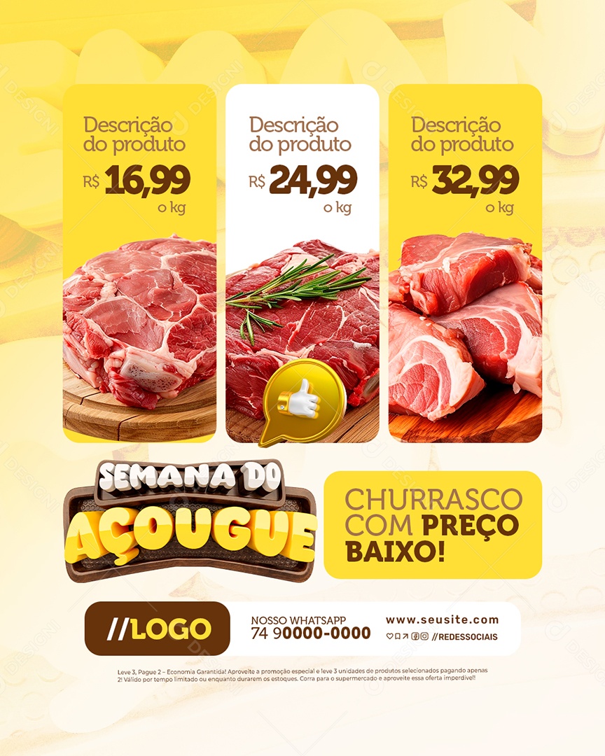 Semana do Açougue Churrasco com Preço Baixo Social Media PSD Editável
