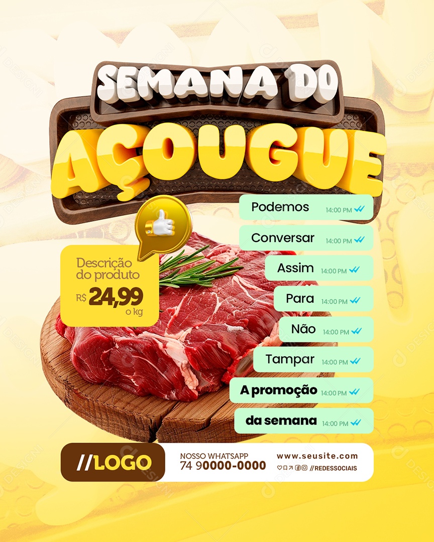 Semana do Açougue Podemos Conversar Social Media PSD Editável