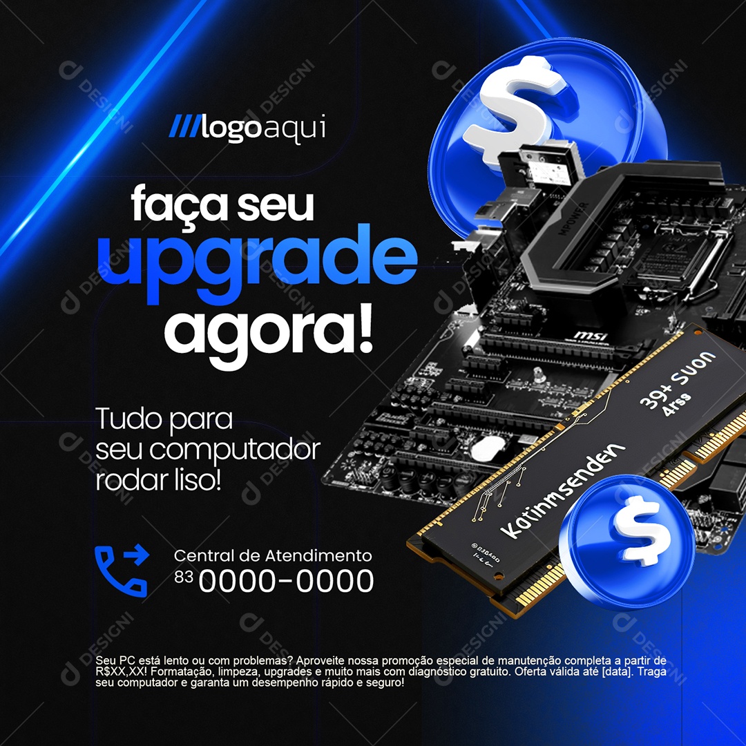 Assistência Técnica Faça Seu Upgrade Agora Social Media PSD Editável