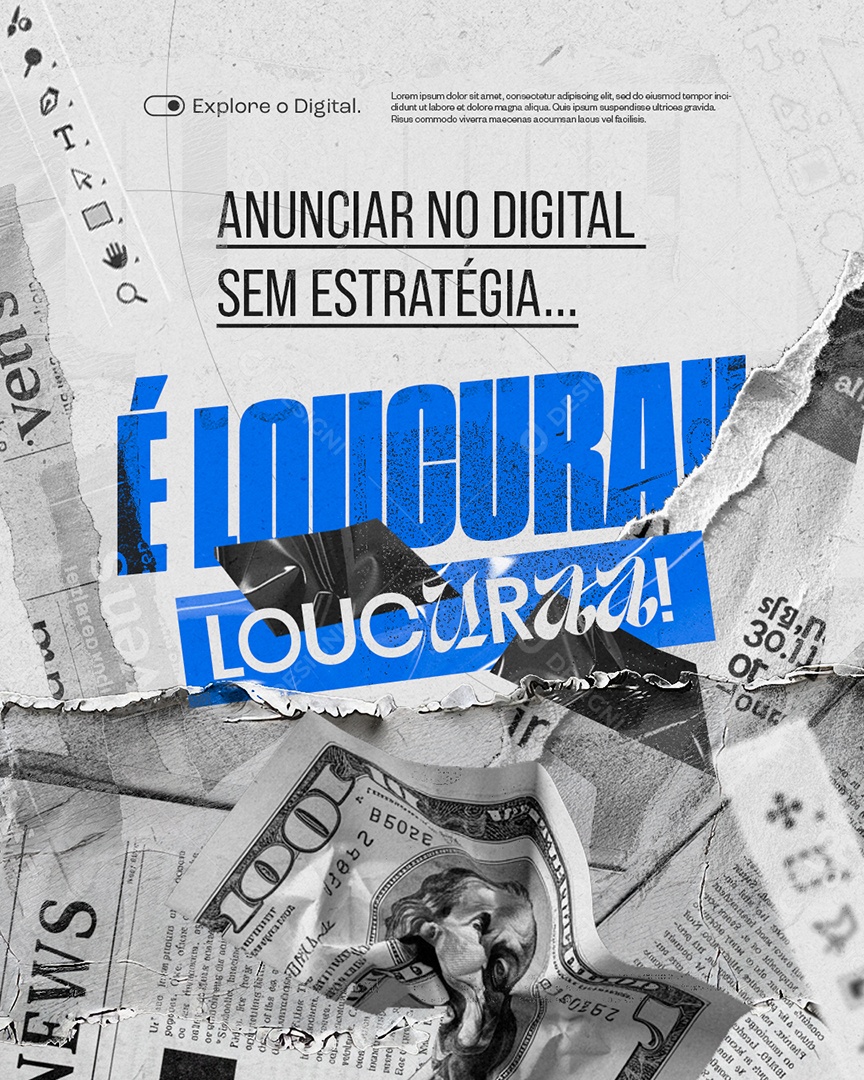 Marketing Digital Anunciar no Digital Sem Estratégia Social Media PSD Editável