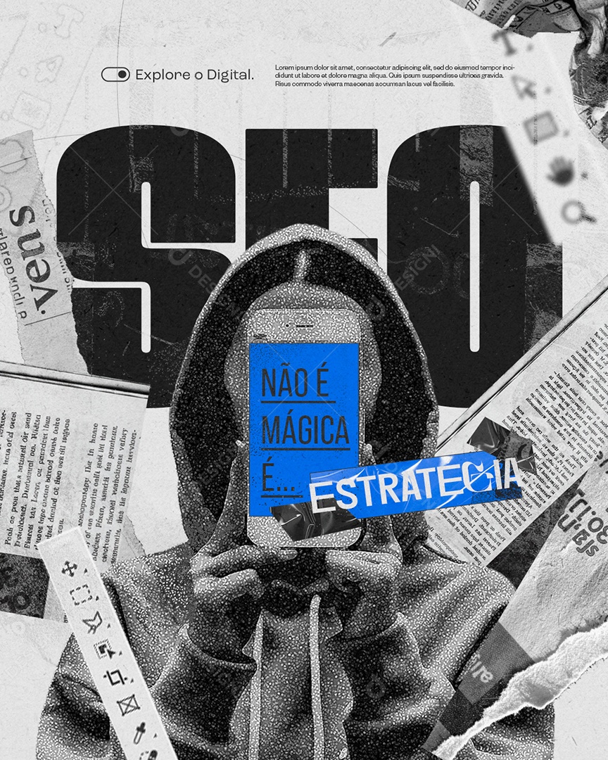 Marketing Digital SWO Não é Mágica Social Media PSD Editável