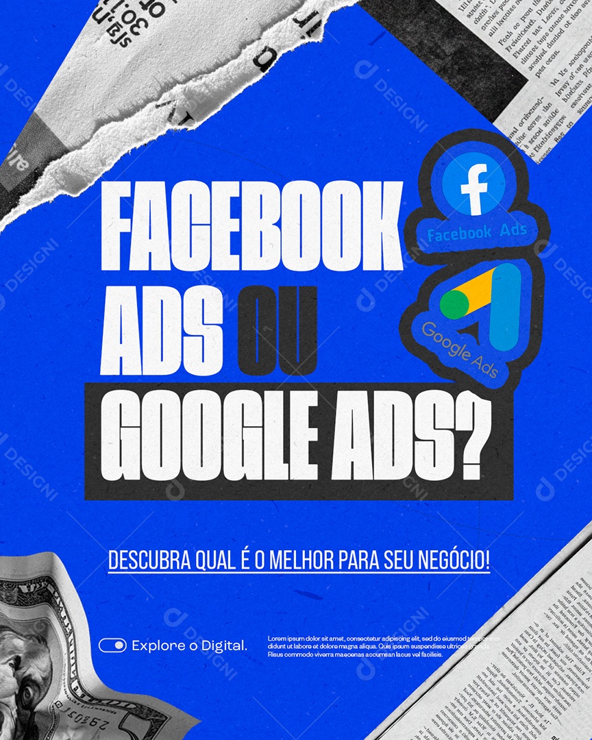 Marketing Digital Facebook ADS ou Google ADS Social Media PSD Editável