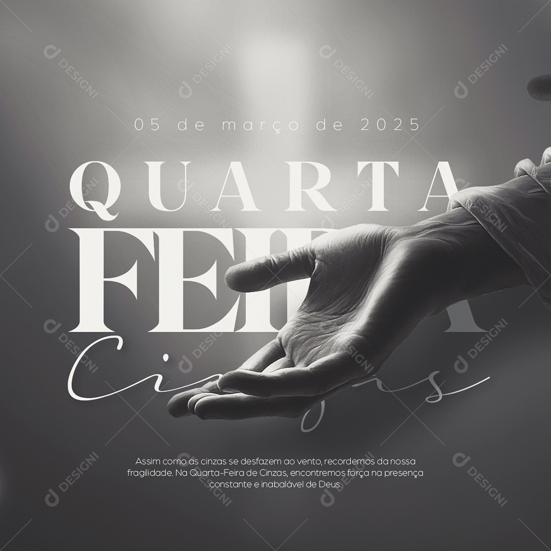 Quarta Feira de Cinzas 05 de Março Social Media PSD Editável
