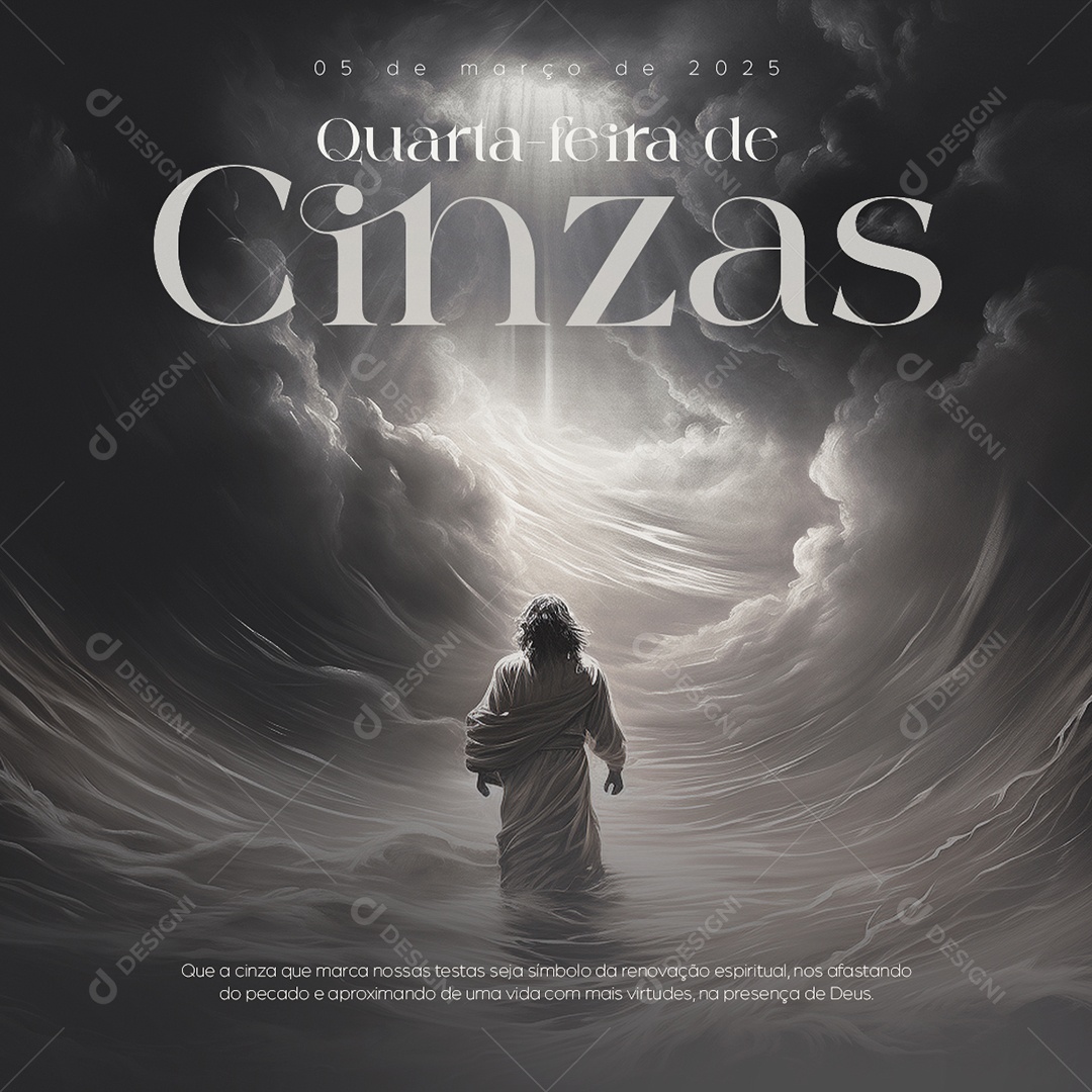 Quarta Feira de Cinzas 05 de Março Social Media PSD Editável