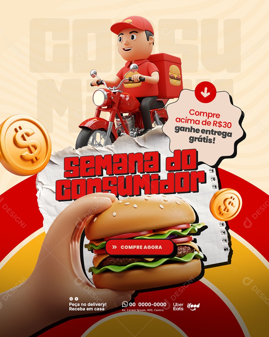 Dia Do Consumidor 15 De Março Hamburgueria Social Media PSD Editável