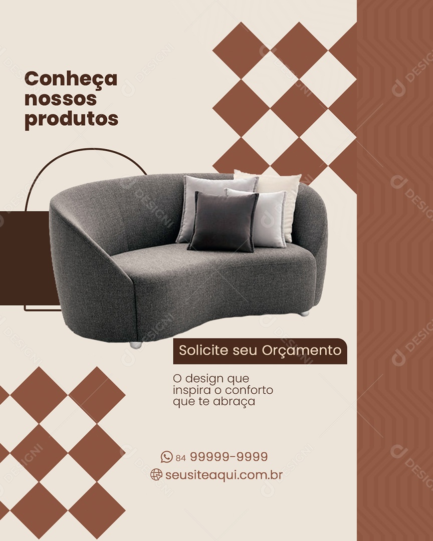 Loja de Móveis Conheça Nossos Produtos Social Media PSD Editável
