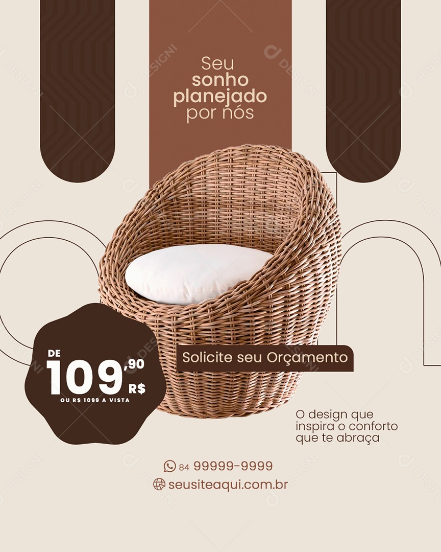 Loja de Móveis Solicite Seu Orçamento Social Media PSD Editável