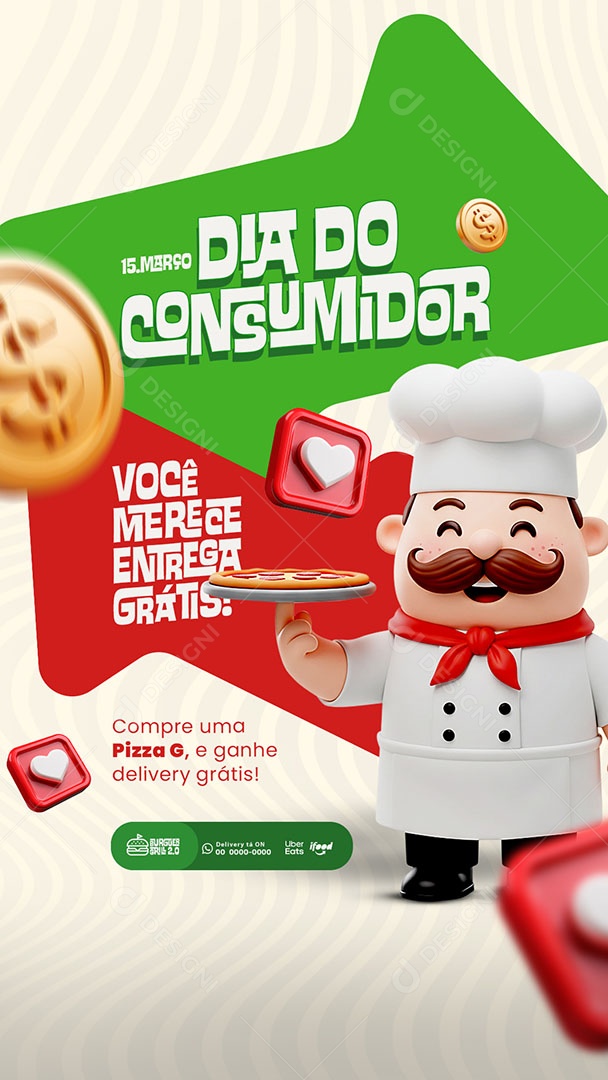 Story Dia Do Consumidor 15 De Março Pizzaria Social Media PSD Editável