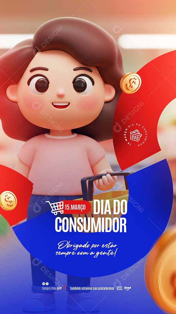 Story Dia Do Consumidor 15 De Março Delivery Grátis Social Media PSD Editável