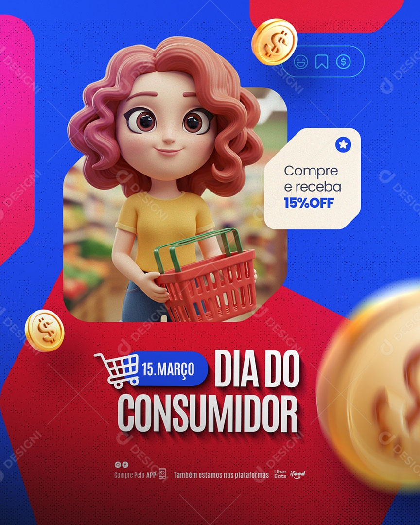 Dia Do Consumidor 15 De Março Delivery Grátis Social Media PSD Editável