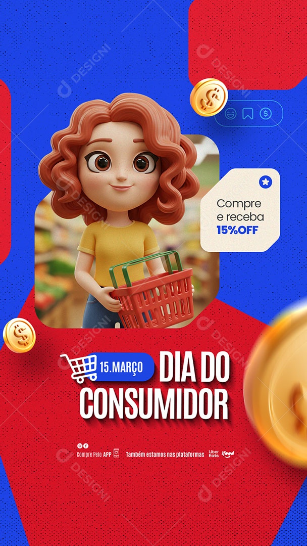 Story Dia Do Consumidor 15 De Março Delivery Grátis Social Media PSD Editável