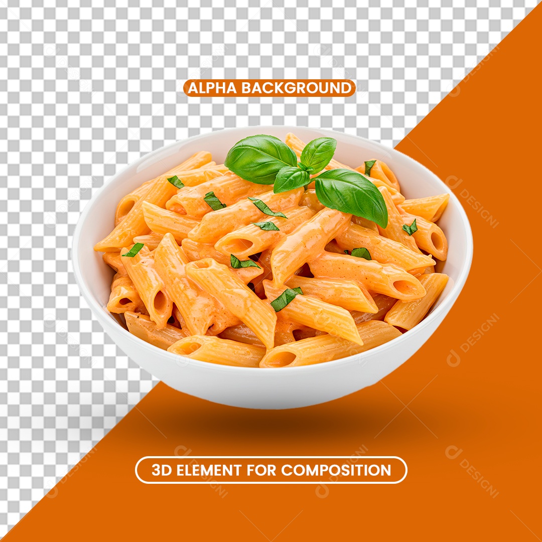 Elemento 3D Macarrão Para Composição PSD