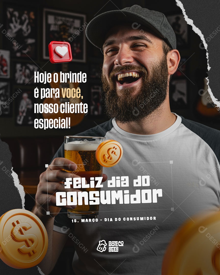 Dia Do Consumidor 15 De Março Bar Social Media PSD Editável