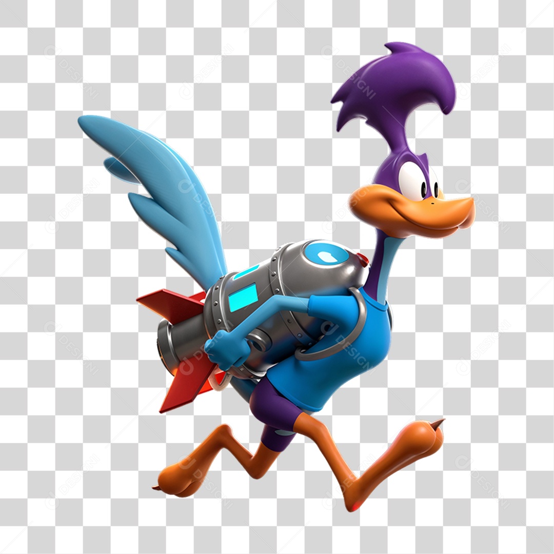 Personagem Papa-léguas com Foguete nas Costas PNG Transparente