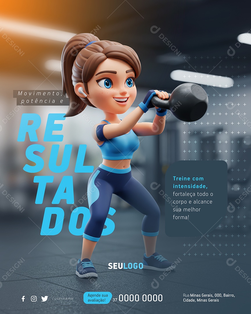 Academia Personal Trainer Resultados Social Media PSD Editável