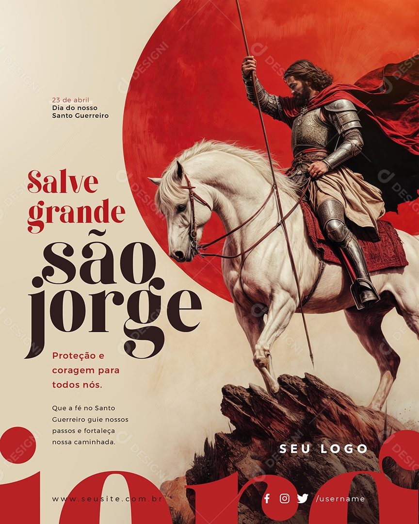 Dia de São Jorge 23 De Abril Salve Grande Social Media PSD Editável