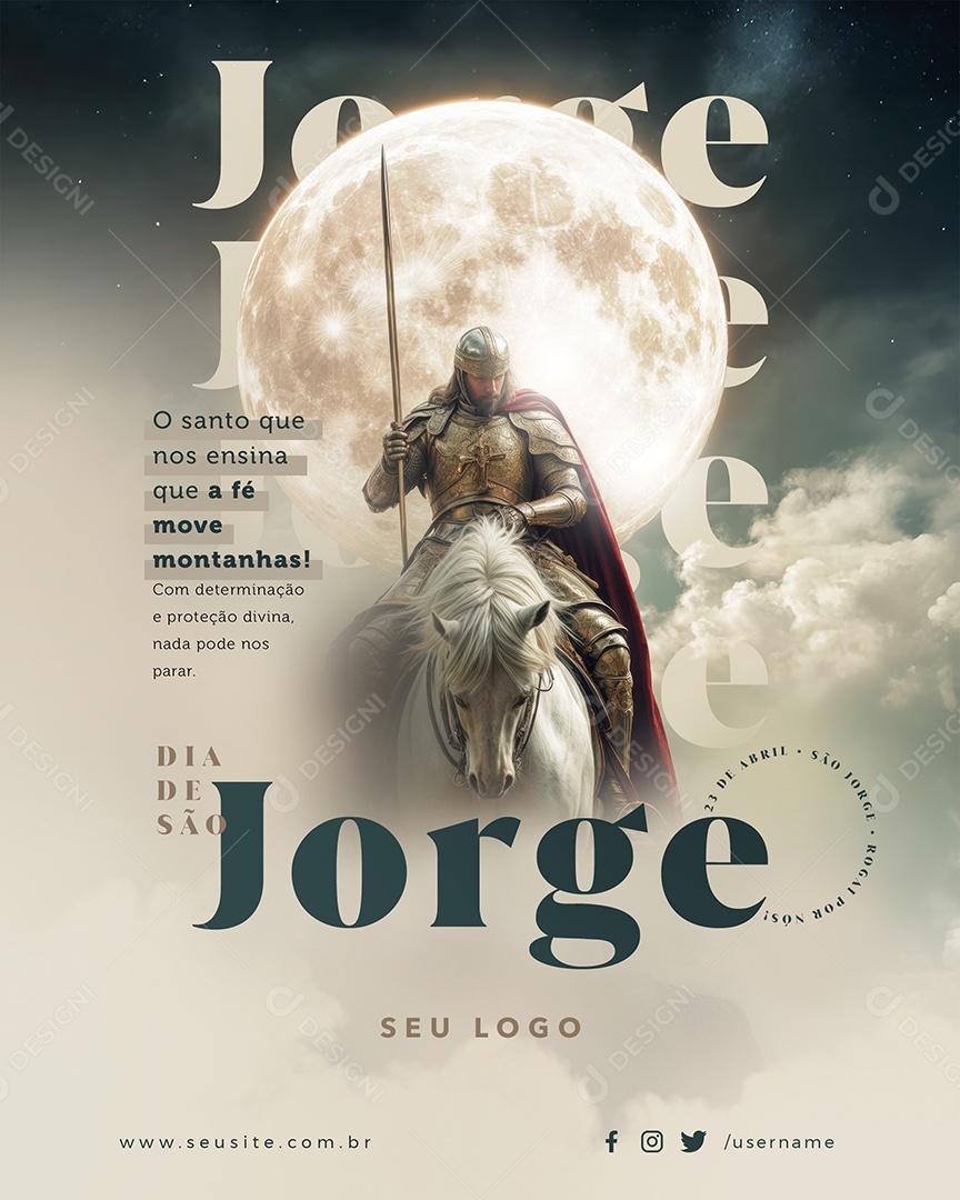 Dia de São Jorge 23 De Abril Social Media PSD Editável
