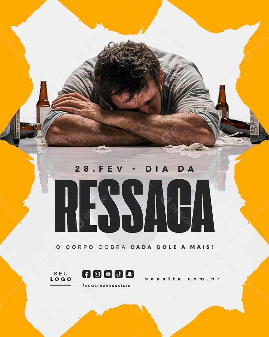 Dia da Ressaca 28 de Fevereiro Social Media PSD Editável
