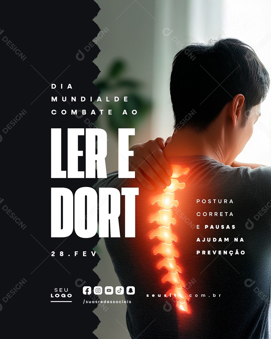 Dia Mundial de Combate ao Ler e Dort 28 de Fevereiro Postura Social Media PSD Editável