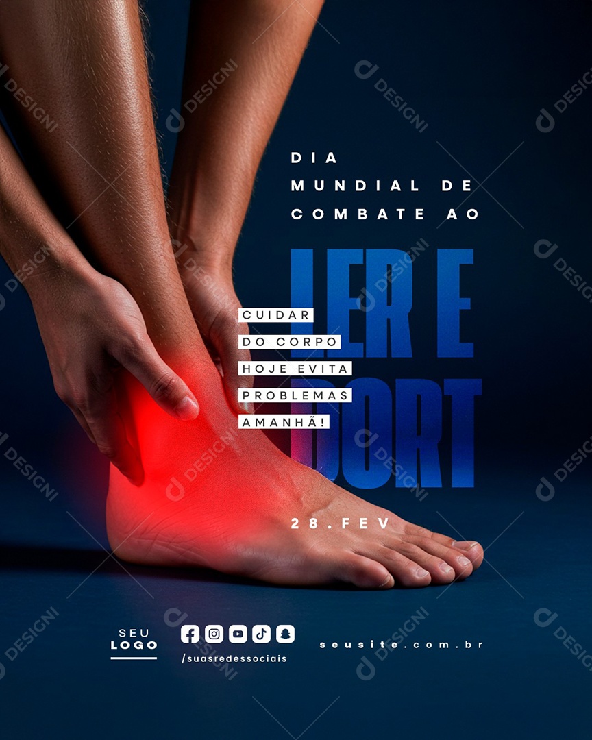 Dia Mundial de Combate ao Ler e Dort 28 de Fevereiro Social Media PSD Editável