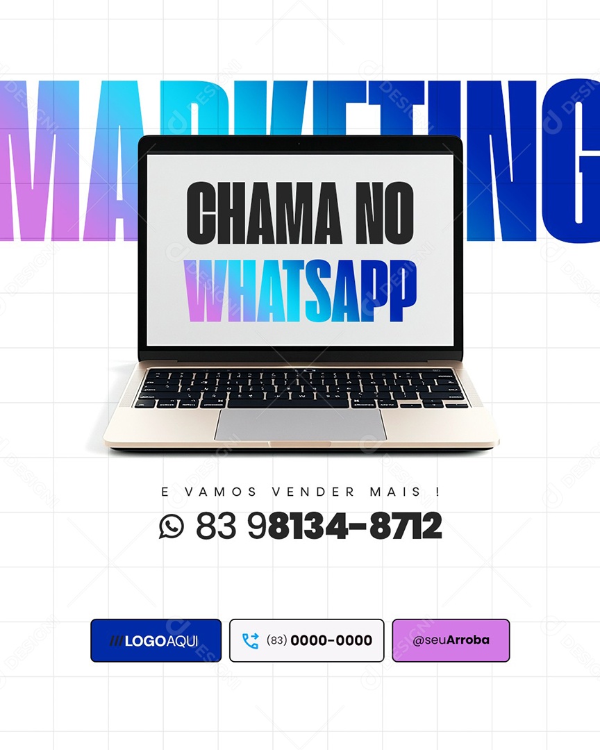 Marketing Digital Chma No Whatsapp Social Media PSD Editável