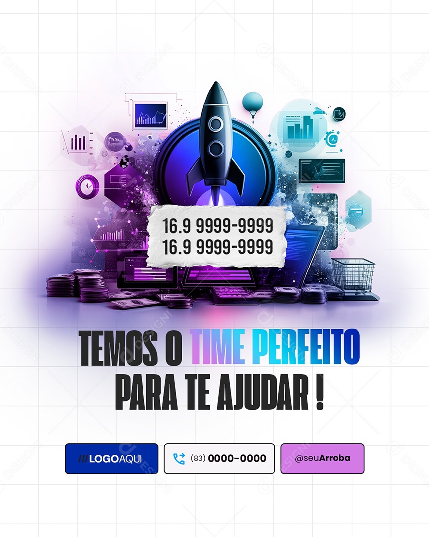 Marketing Digital Temos o Time Perfeito para Te Ajudar Social Media PSD Editável