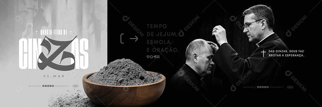 Carrossel Quarta Feira de Cinzas 05 de Março Tempo de Jejum Social Media PSD Editável