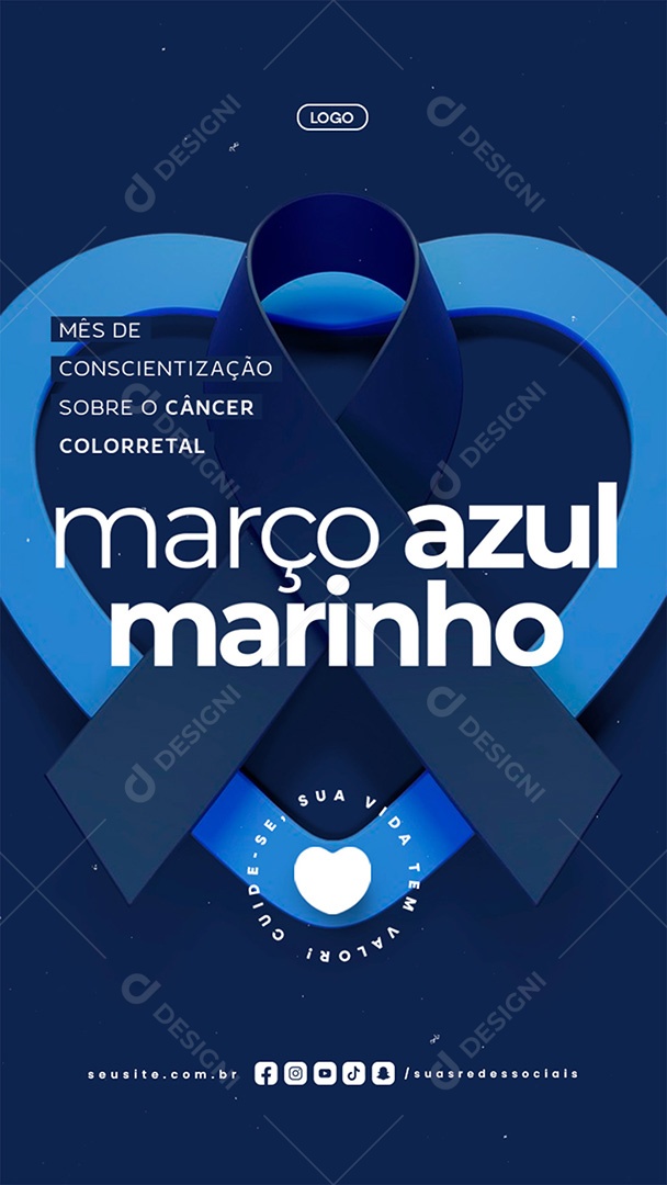 Story Março Azul Marinho Mês de Conscientização Sobre o Câncer Colorretal Social Media PSD Editável