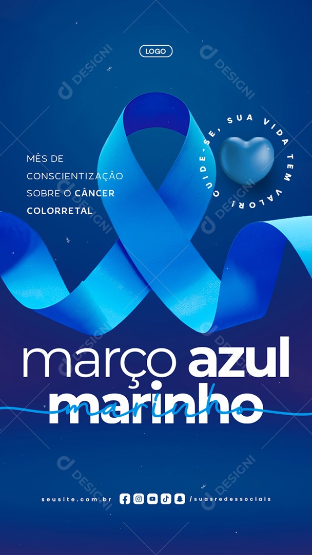 Story Março Azul Marinho Mês de Conscientização Sobre o Câncer Colorretal Social Media PSD Editável
