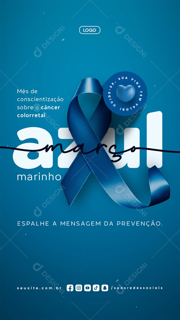 Story Março Azul Marinho Espalhe A Mensagem da Prevenção Social Media PSD Editável