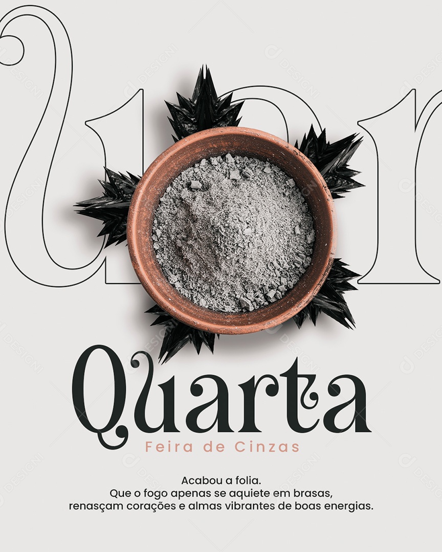 Quarta Feira de Cinzas 05 de Março Social Media PSD Editável