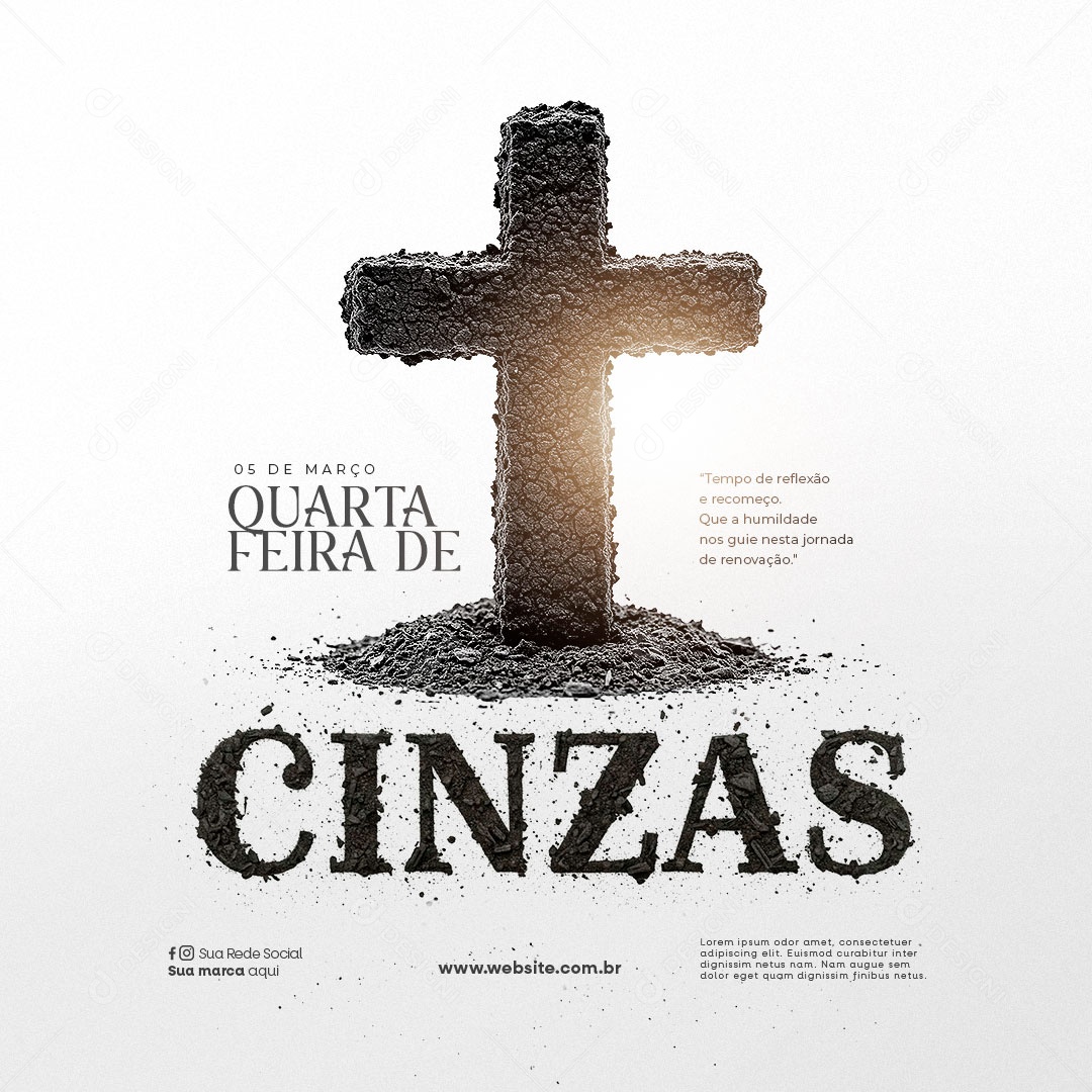 Quarta Feira de Cinzas 05 de Março Social Media PSD Editável