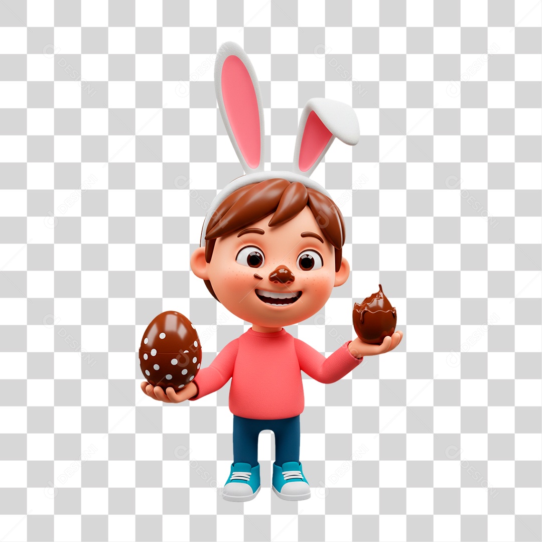 Criança Segurando Ovo de Chocolate PNG Transparente