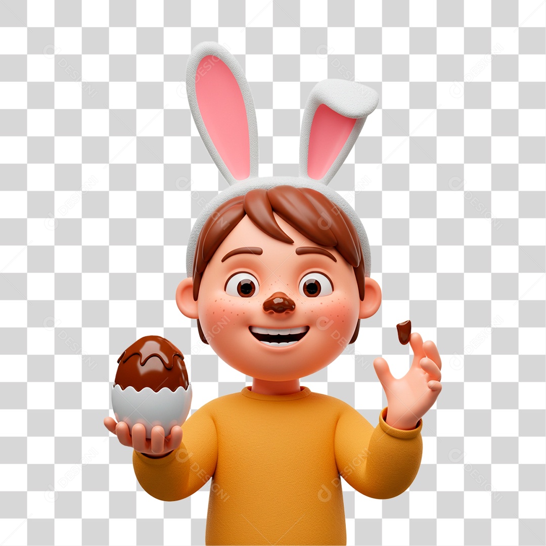 Criança Segurando Ovo de Chocolate PNG Transparente