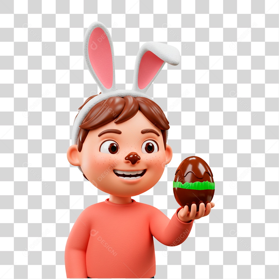 Criança Segurando Ovo de Chocolate PNG Transparente