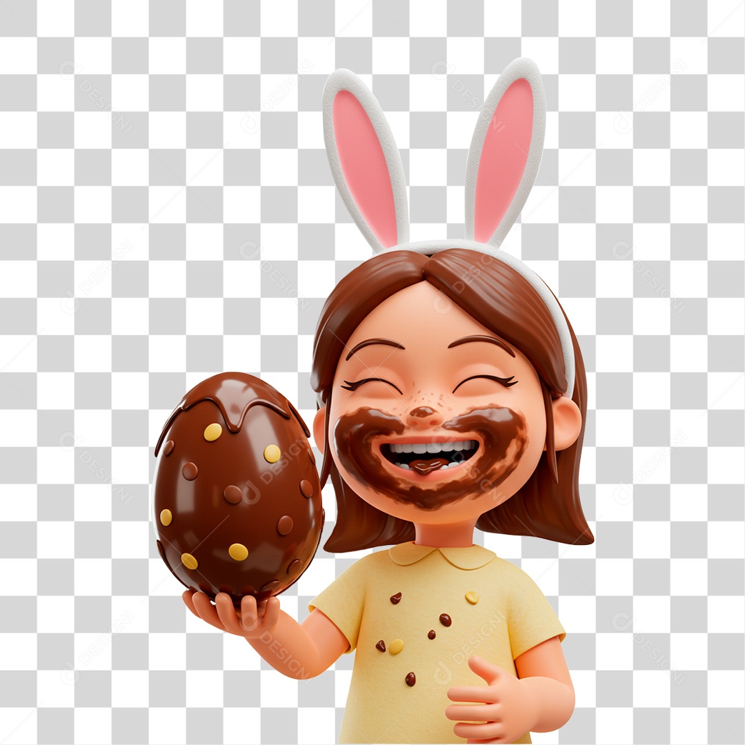 Criança Segurando Ovo de Chocolate PNG Transparente