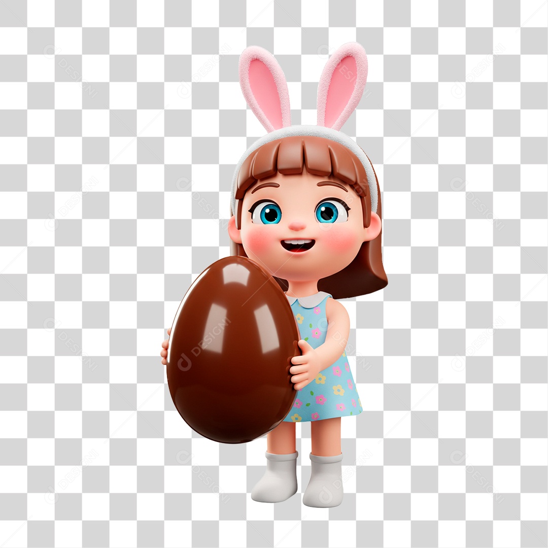 Criança Segurando Ovo de Chocolate PNG Transparente